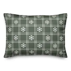 Sage Snowflake Plaid 20" x 14" Spun Poly Pillow
