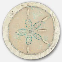 Designart - Seastar and Blue Sea Shell II - Nautical & Coastal Metal Circle Wall Art