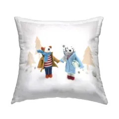 Stupell Industries Dogs Holding Hands Holiday Gifts Throw Pillow