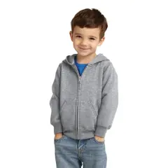 Port & Company&reg; Core Fleece Full-Zip Hooded Toddler Sweatshirt Athletic Heather