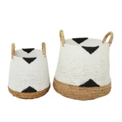 CosmoLiving by Cosmopolitan White Banana Leaf Bohemian Storage Basket Set