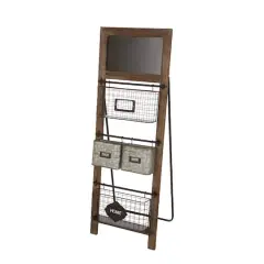 Glitzhome&reg; 43.31" Farmhouse Metal & Wooden Magazine Rack