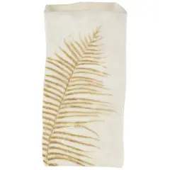 White & Gold Leaf Print Polystone Vase