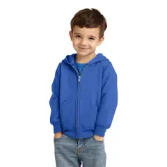 Port & Company&reg; Core Fleece Full-Zip Hooded Toddler Sweatshirt Royal