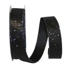 JAM Paper 1.5" x 25yd. Glitter Lam&eacute; Wired Ribbon Black