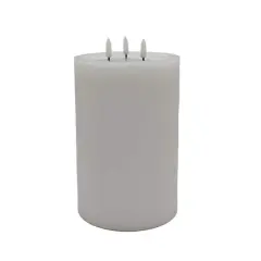 6" x 9" Flickering 3-Wick LED Wax Pillar Candle by Ashland&reg; White