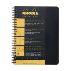 Rhodia&reg; Black Meeting Book, 6.5" x 8.25"