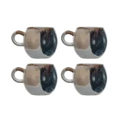 Hello Honey&reg; 2.75" Tan & White Earthen Sip Stoneware Mugs, 4ct.