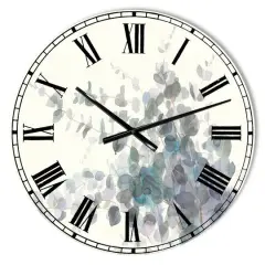 Designart Grey Watercolor Flower II Traditional Wall Clock