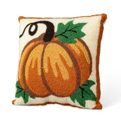 Glitzhome&reg; 14" Fall Hooked Pumpkin Pillow