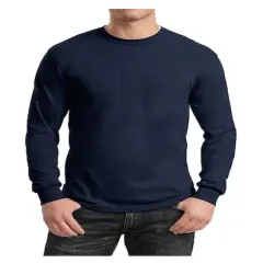Galaxy by Harvic Long Sleeve Crew Neck Men's T-Shirt Navy