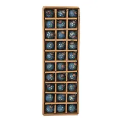 Hello Honey&reg; Distressed Navy & Gold Round Glass Hobnail Ornaments Boxed Set