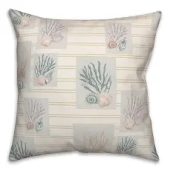 Shell Panels on Stripe Throw Pillow Shell Panels on Yellow Stripe