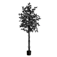 6ft. Artificial Halloween Black Maple Tree with Natural Trunk