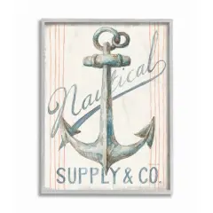 Stupell Industries Nautical Boat Anchor Watercolor Gray Framed Wall Art