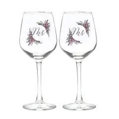 12oz. Mr. & Mr. Dried Floral Wine Glass Set