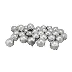 32ct. 3.25" Shiny Silver Shatterproof Plastic Ball Ornaments