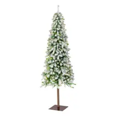 6.5ft. Pre-Lit Snowy Grand Alpine Slim Artificial Christmas Tree, Clear Lights