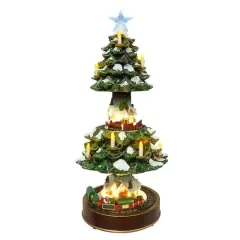 22" Animated Musical Christmas Tree Village with Moving Trains