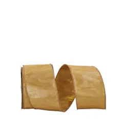Reliant 2.5" x 10yd. Old Gold Dupioni Lam&eacute; Wired Metallic Ribbon