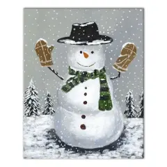 Wintery Snowman Canvas Wall Art
