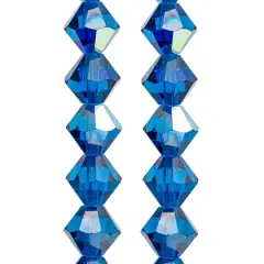 Preciosa Glass Crystal Bicone Beads, 6mm by Bead Landing&trade; Capri Blue AB
