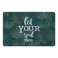 Let Your Soul Shine Topical Palm Floor Mat Blue