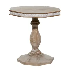 Brown Farmhouse Wood Accent Table, 30" x 28"