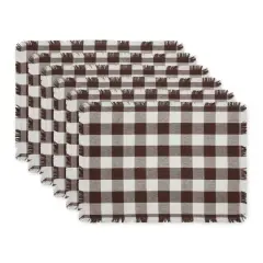 DII&reg; Heavyweight Check Fringed Cotton Placemats, 6ct. Bark Brown