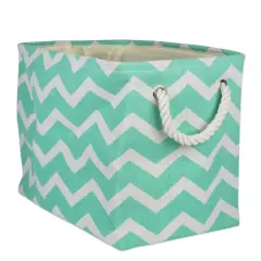 Large Polyester Chevron Rectangle Bin Aqua