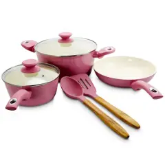 Gibson Home&reg; Plaza Caf&eacute; 7-Piece Lavender Aluminum Nonstick Cookware Set