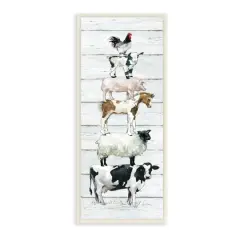 Stupell Industries Country Farm Animal Stack Cow Sheep Pig Rooster,7" x 17"