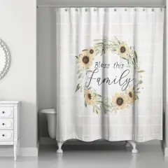 Wreath with Sunflowers and Plaid Family 71" x 74" Shower Curtain