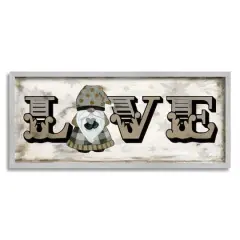 Stupell Industries Holiday Patterned Love Gnome Framed Giclee Art Gray