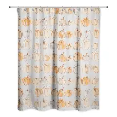 Watercolor Doodle Pumpkins Shower Curtain