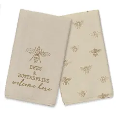 Bees & Butterflies Welcome Tea Towel Set Gold