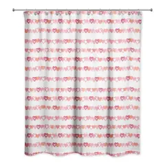 Watercolor Heart Stripes 71" x 74" Shower Curtain