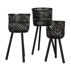 Hello Honey&reg; Black Woven Bamboo Basket Set