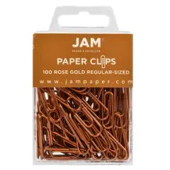 JAM Paper 1" Colorful Standard Paper Clips, 2 Packs of 100 Rose Gold
