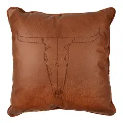 Brown Longhorn Skull Faux Leather Throw Pillow by Ashland&reg;
