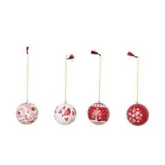 Hello Honey&reg; 4 Pack 3" Round Hand-Painted Paper Mache Ball Ornaments