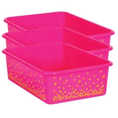 Teacher Created Resources&reg; Large Confetti Plastic Storage Bin, 3ct. Pink