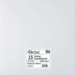 PA Paper&trade; Accents Glitter 12" x 12" Cardstock, 15 Sheets Iridescent White