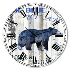 Designart the Blue Bear Large Cottage Wall Clock