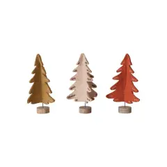 Hello Honey&reg; 26" Wool Felt Tree Set with Color Contrasting Stitch & Wood Slice Base