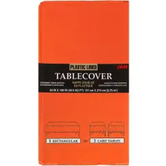 JAM Paper 108" Rectangular Plastic Lined Paper Table Cover Orange