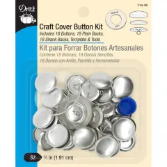 Dritz&reg; 3/4'' Nickel Craft Cover Button Kit with Tools, 18 Sets