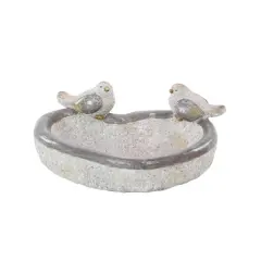 15" Gray Polystone Country Birds Garden Sculpture