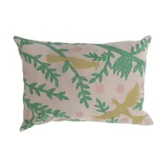 Hello Honey&reg; Bird Embroidery Cotton Chambray Lumbar Pillow