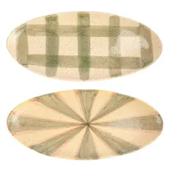 Hello Honey&reg; 16.5" Pink & Green Terra Cotta Oval Plate Set